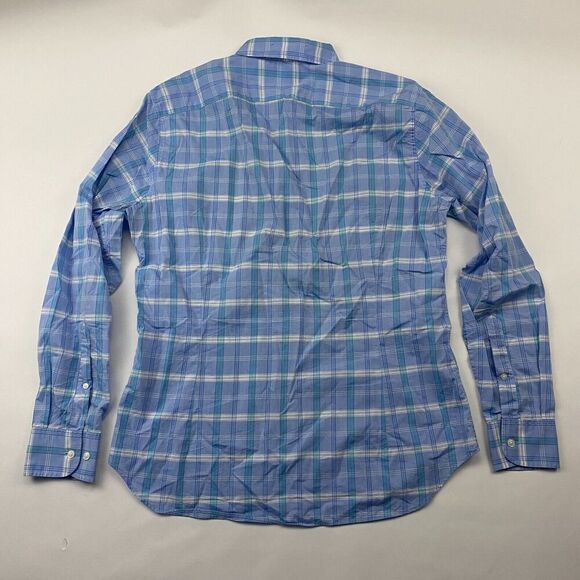 Bonobos Tailored Slim Fit Blue Plaid Button Up Shirt L/S Size L 100% Cotton - Picture 9 of 10